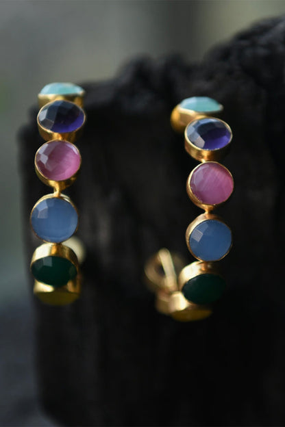 Emily Rainbow Embellished Hoops 