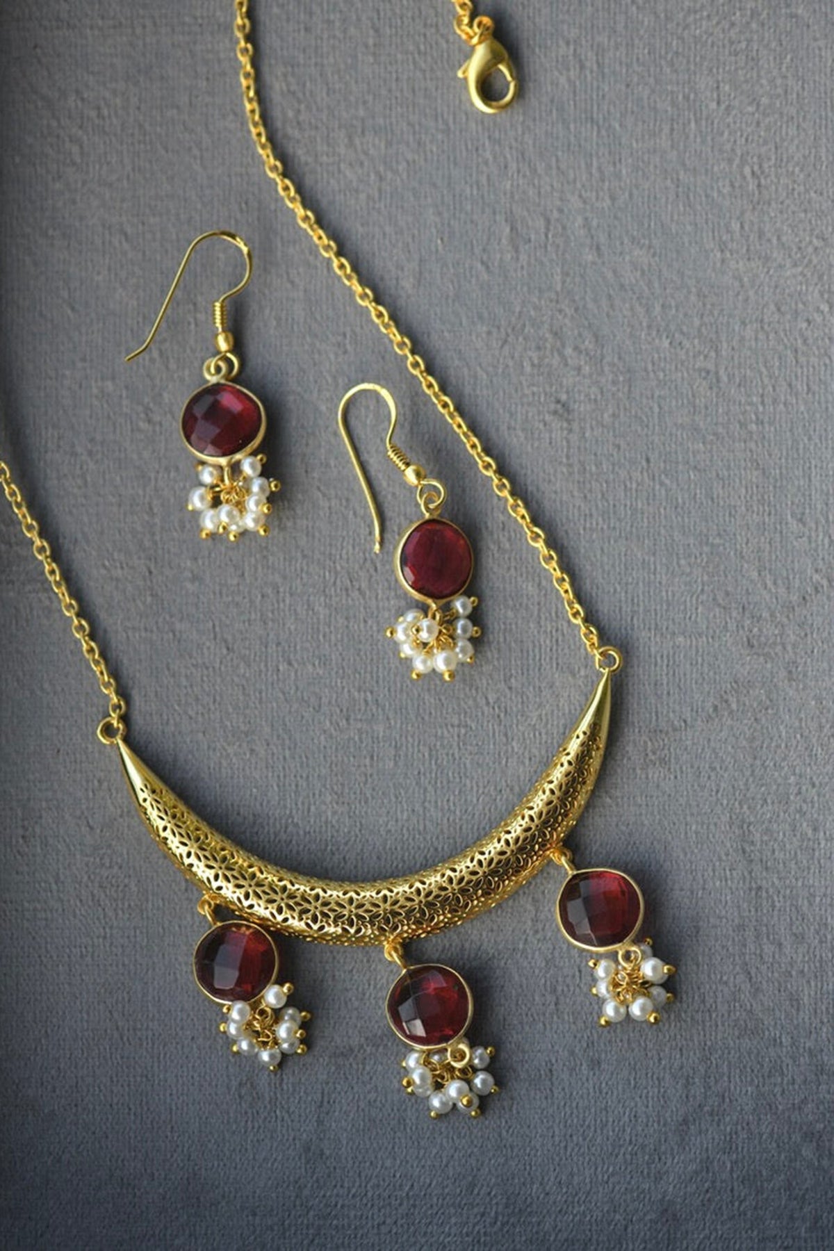 Petite Hydro Ruby Drop Necklace Set 
