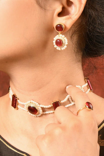 Royalty Hydro Ruby Studded Choker Set 