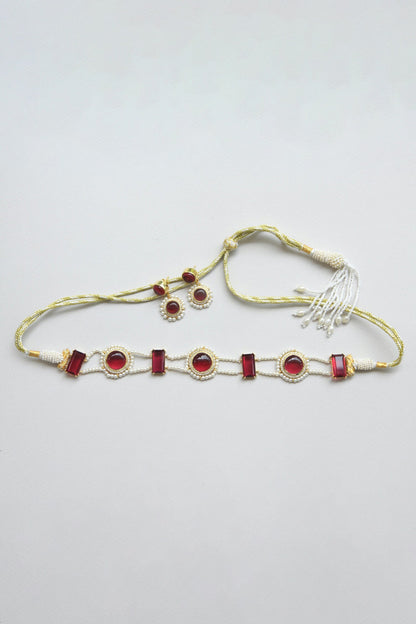 Royalty Hydro Ruby Studded Choker Set 