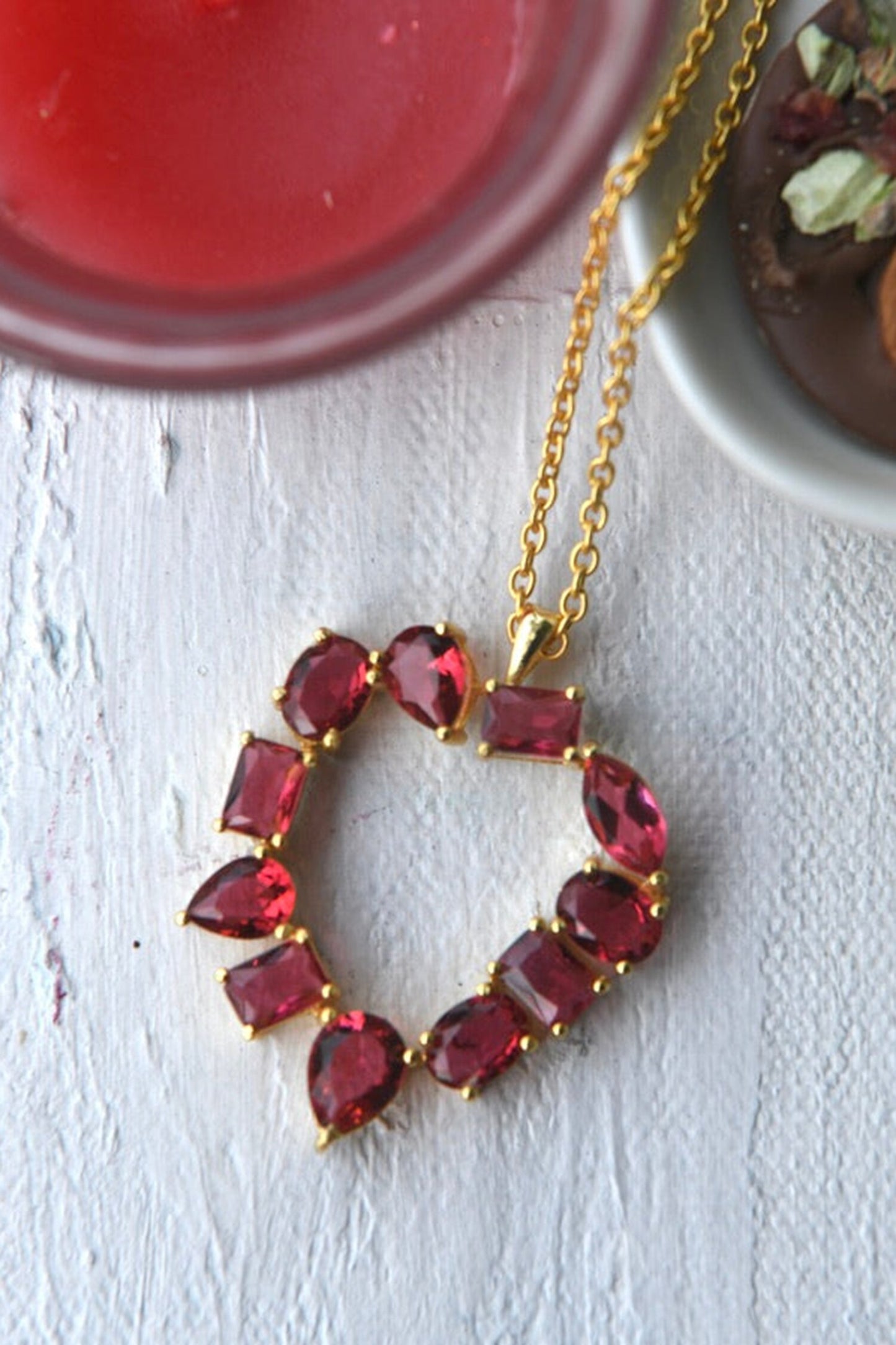 Heart Of Rubies Pendant Necklace 