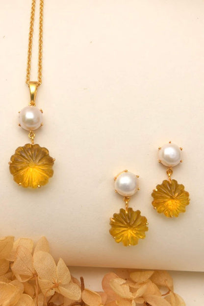 Bloomingdales Citrine Pendant Necklace Set 