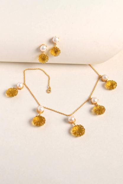 Citrine Embellished Necklace Set 