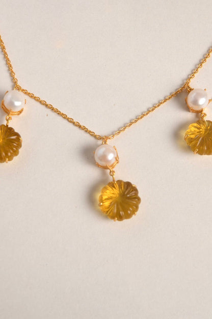 Citrine Embellished Necklace Set 