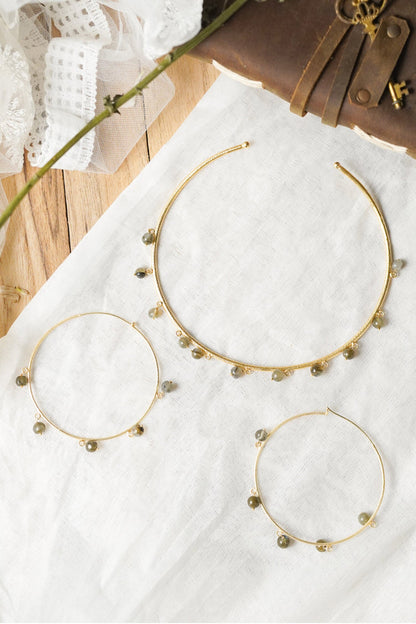 Hoops Of Love Labradorite Drops Necklace Set 