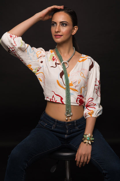 Ziva Bead Layered Embellished Tie Necklace 
