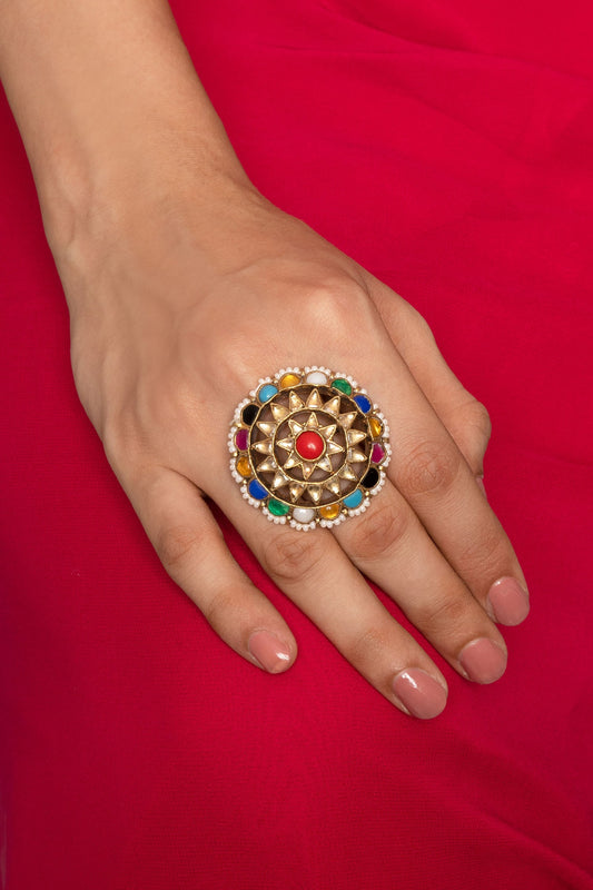 Nysa Navratan Kundan Ring 