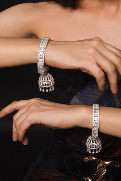 American Diamond Jhumkas Hanging Bangles - Set of 2 