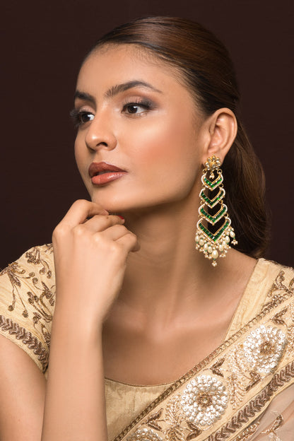 Riana Kundan Tiered Earrings 