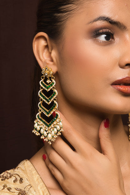 Riana Kundan Tiered Earrings 