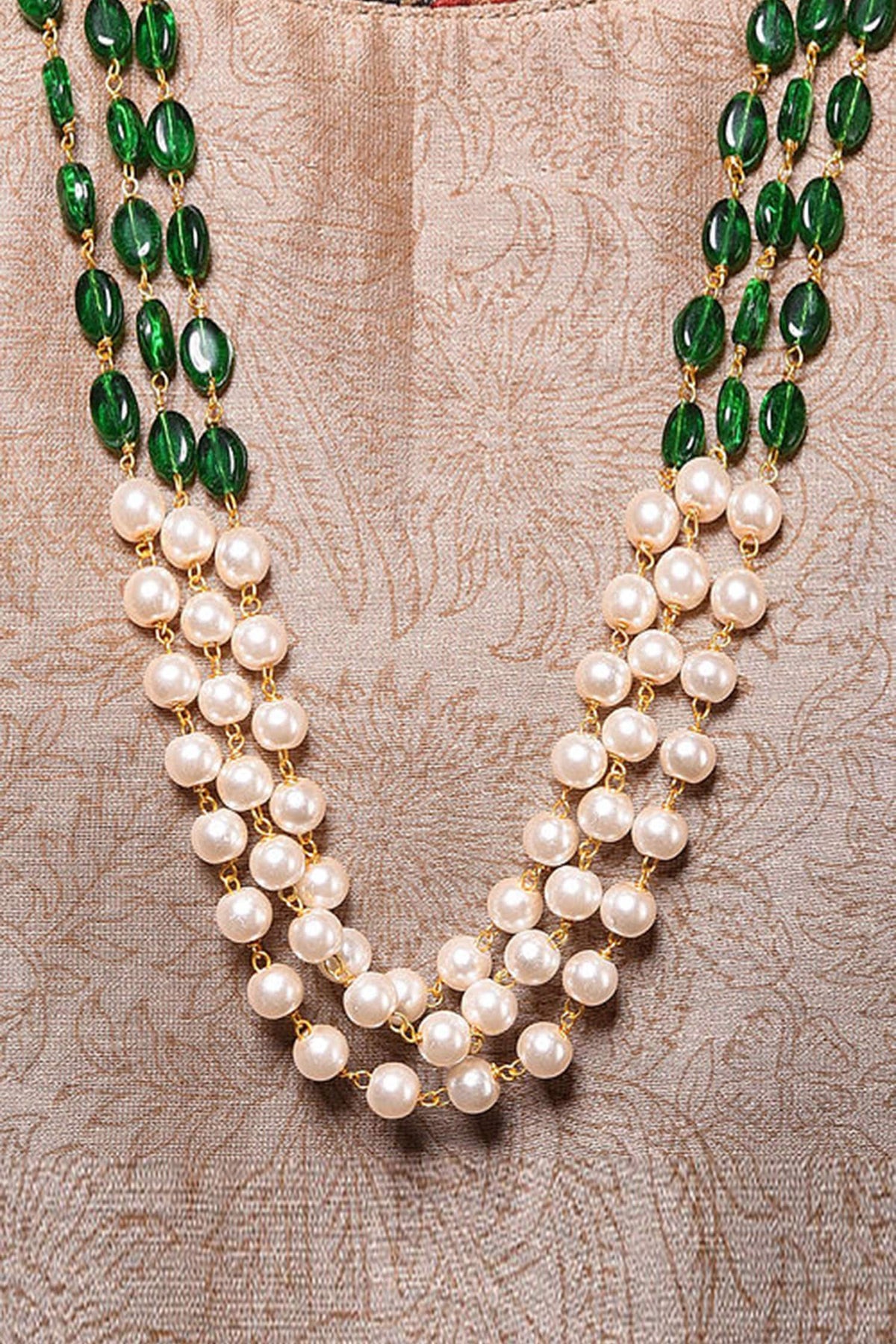 Beads & Pearl Embellished Layered Necklace 