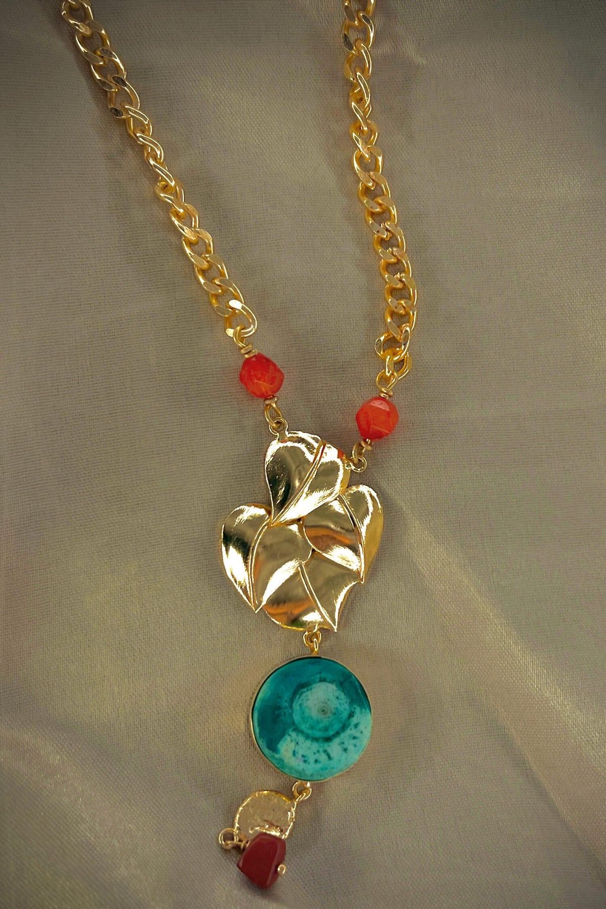 Heart & Leaf Drop Necklace 