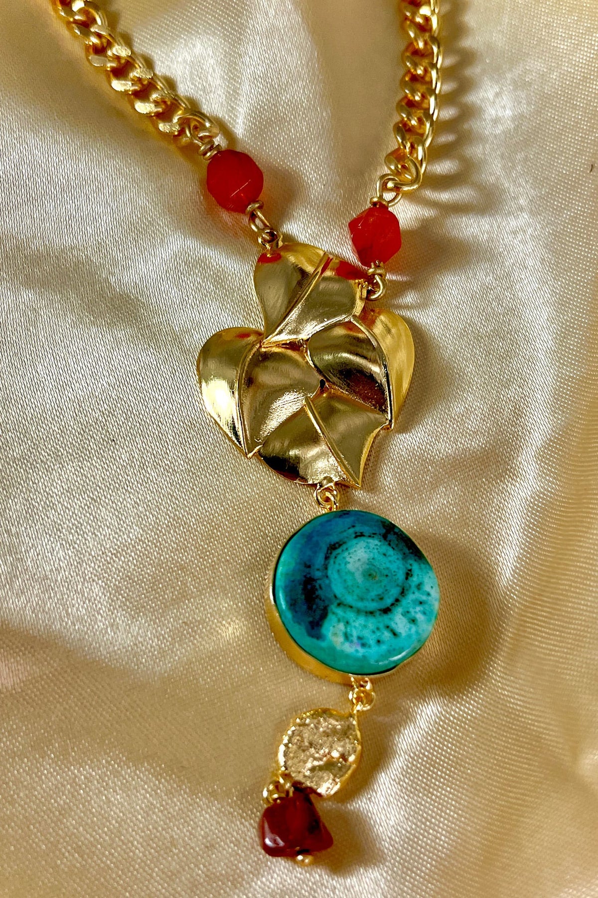 Heart & Leaf Drop Necklace 
