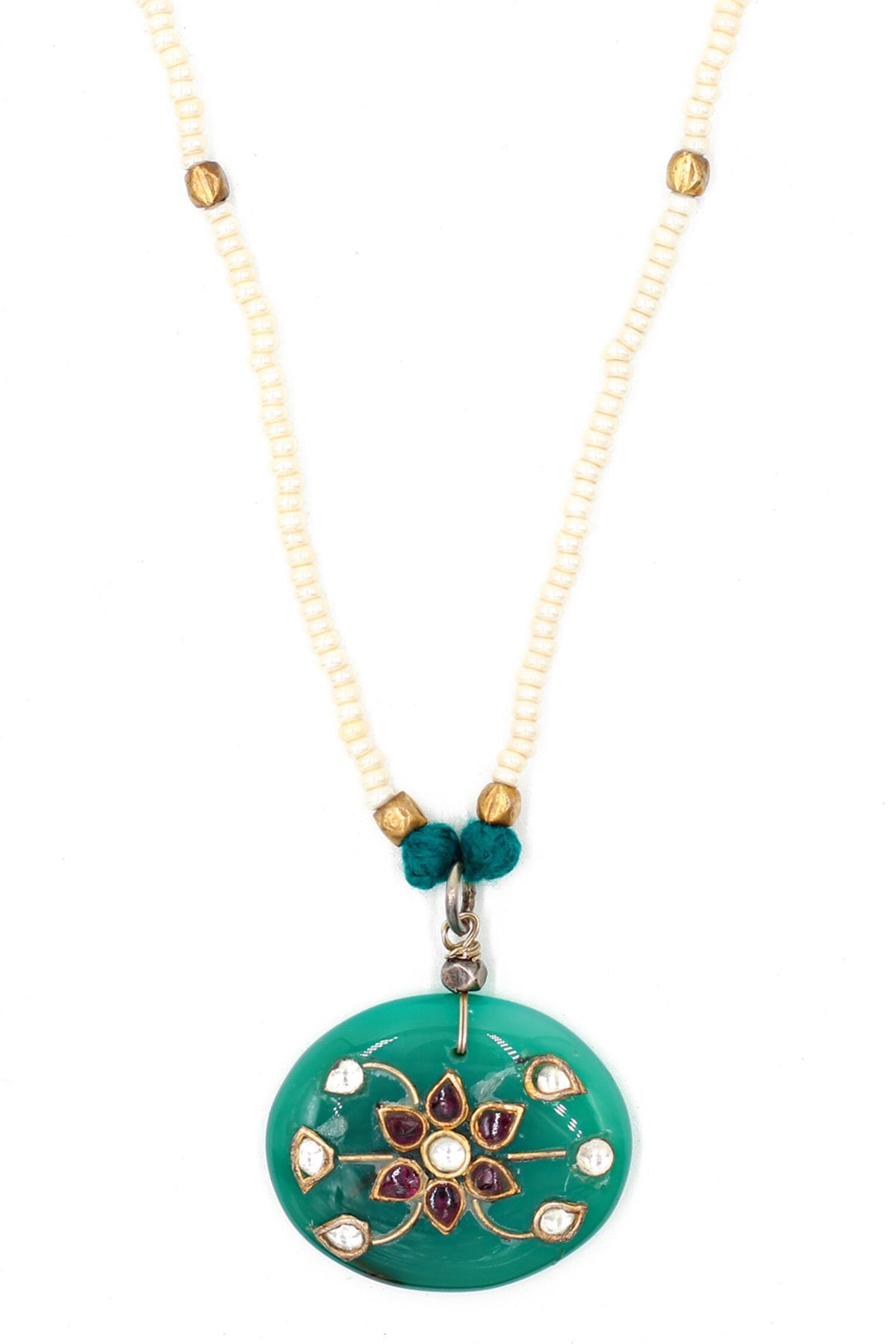 Floral Onyx Pendant Necklace 