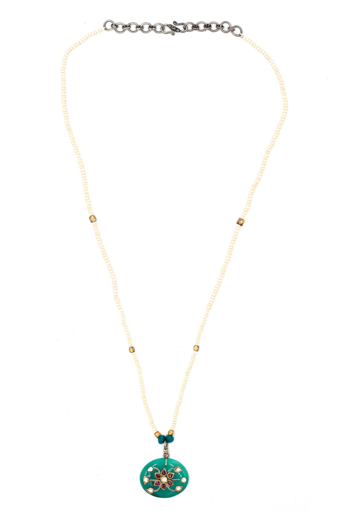 Floral Onyx Pendant Necklace 