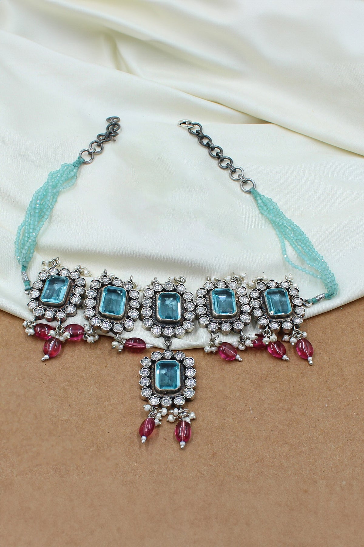 Geometric Quartz Embellished Choker 