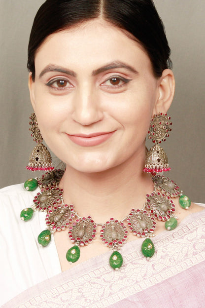 Cutwork Peacock Pattern Choker 