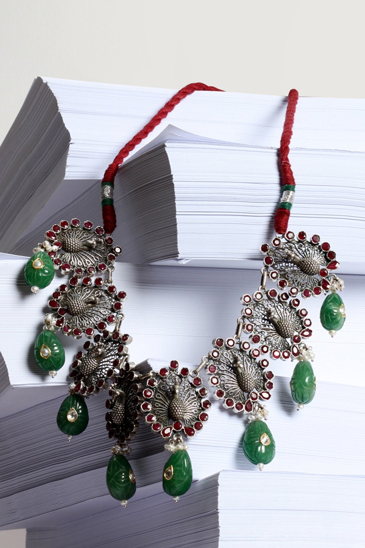 Cutwork Peacock Pattern Choker 