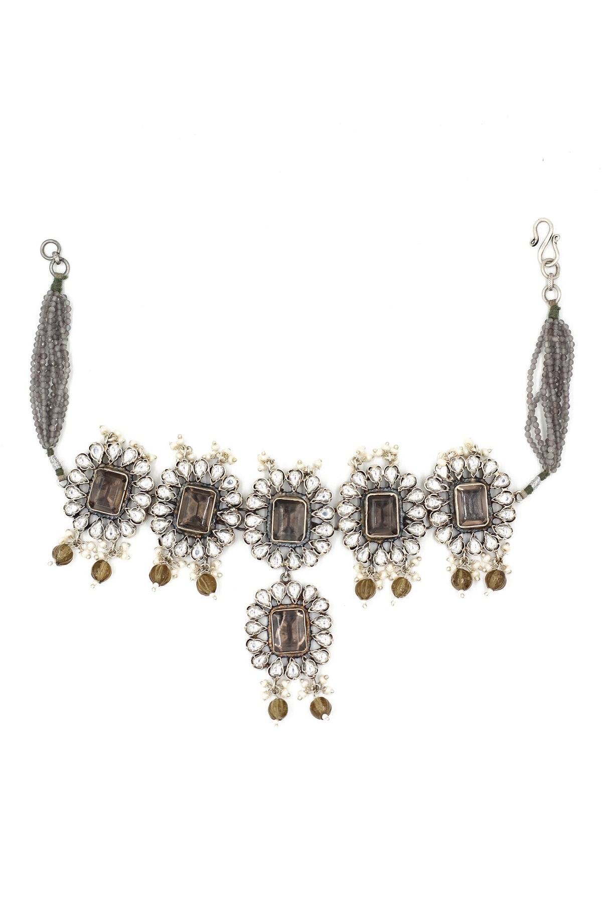 Stone Embellished Pendant Choker 