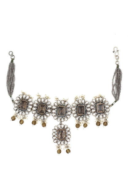 Stone Embellished Pendant Choker 