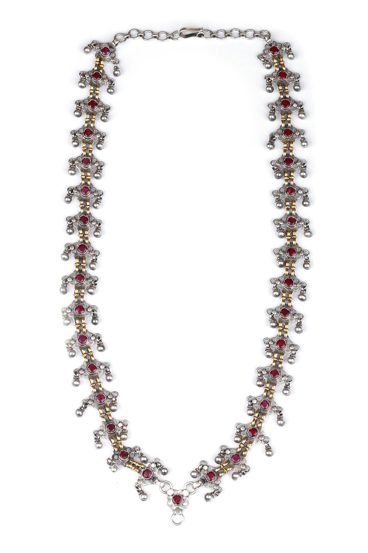 Ruby Stone Encrusted Long Necklace 
