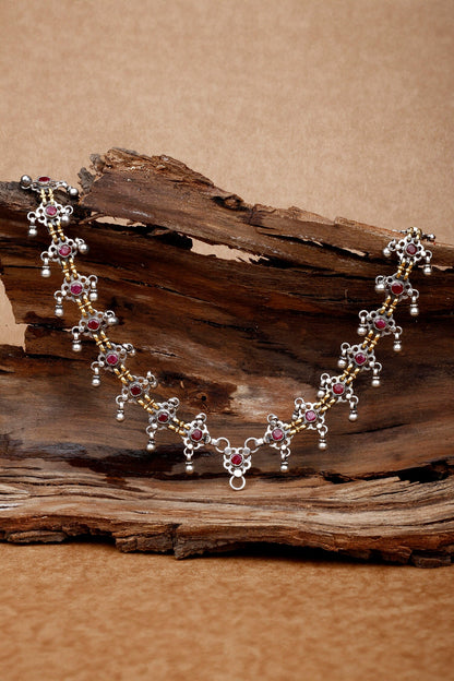 Ruby Stone Encrusted Long Necklace 
