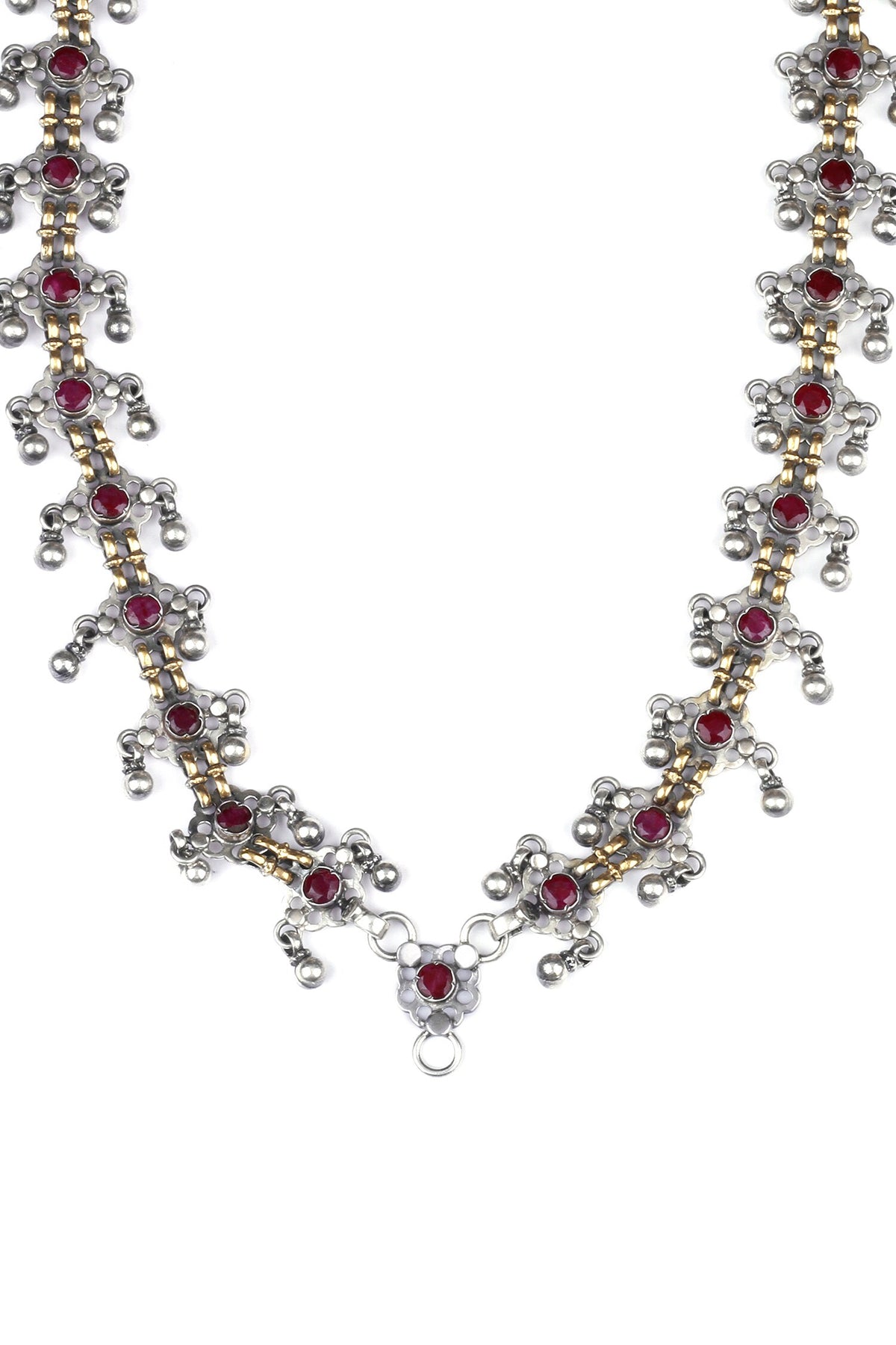 Ruby Stone Encrusted Long Necklace 