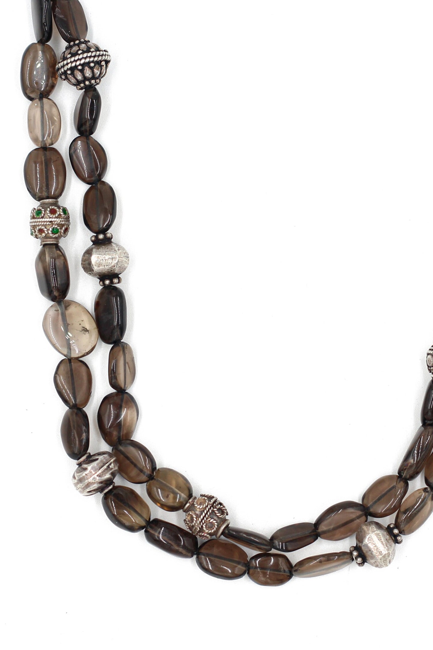 Smoky Stone Embellished Double Layered Necklace 