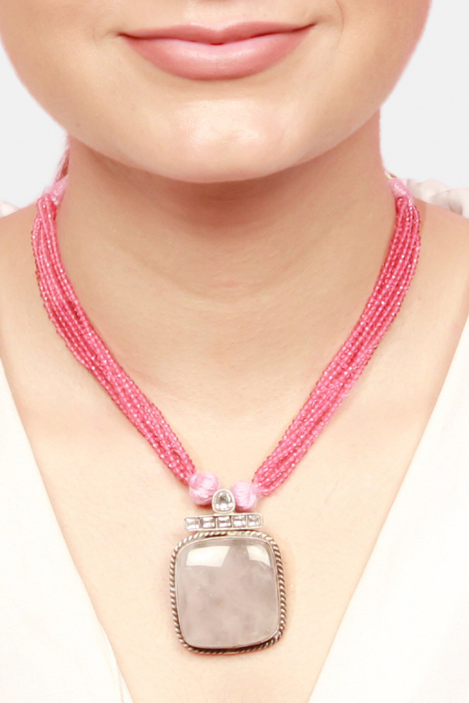 Quartz Stone Encrusted Necklace 