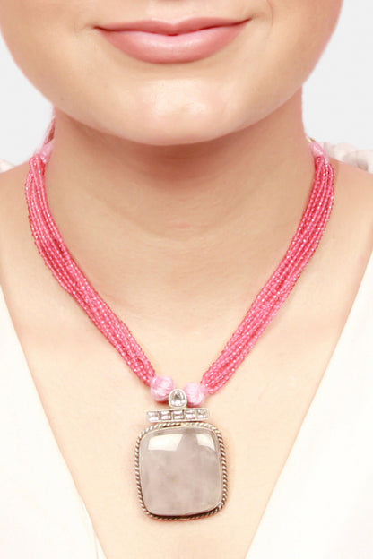 Quartz Stone Encrusted Necklace 