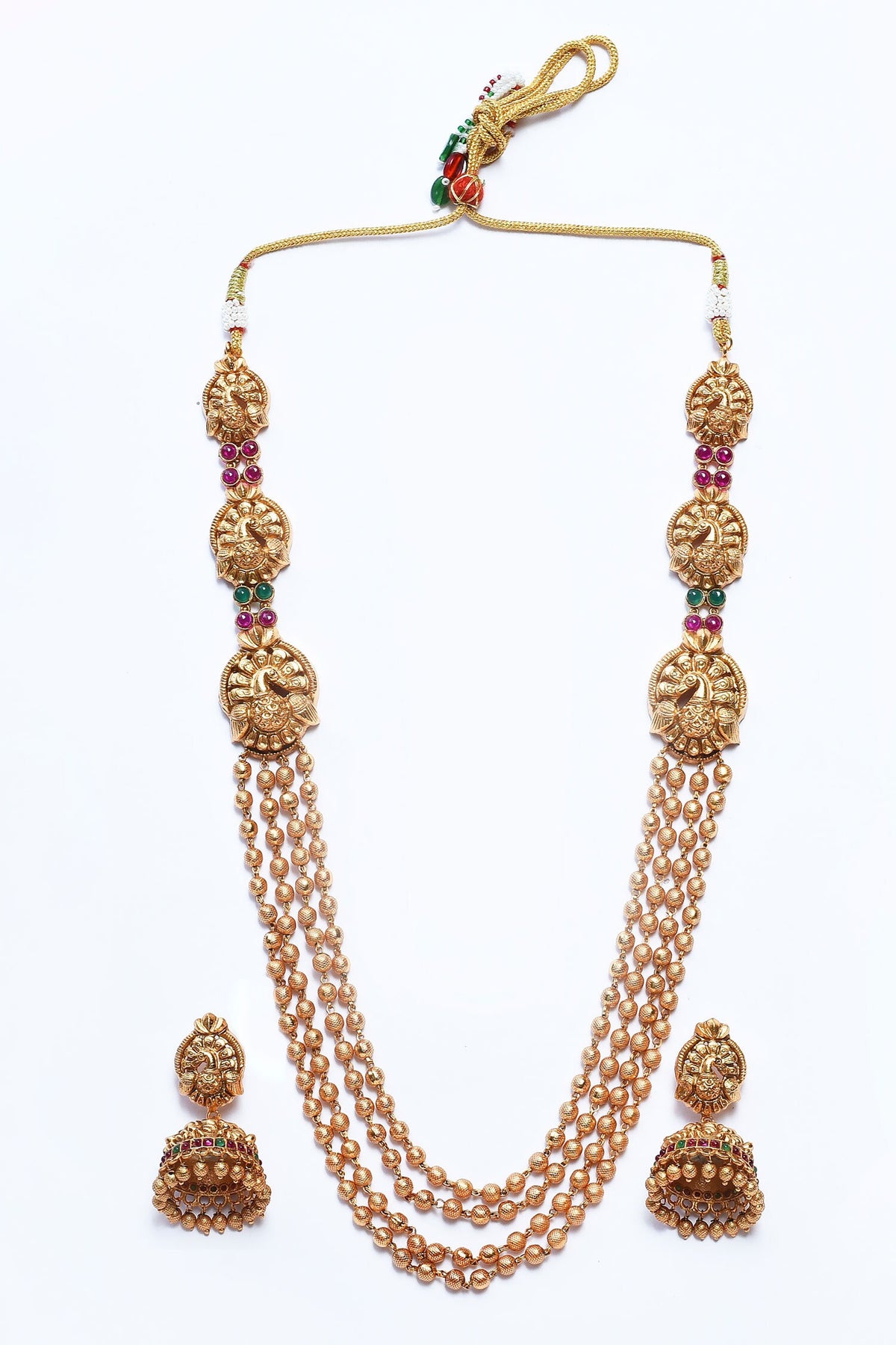 Peacock Carved Motif Necklace Set 
