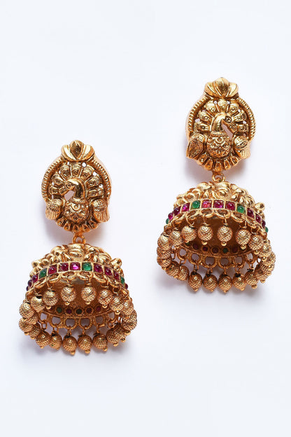 Peacock Carved Motif Necklace Set 