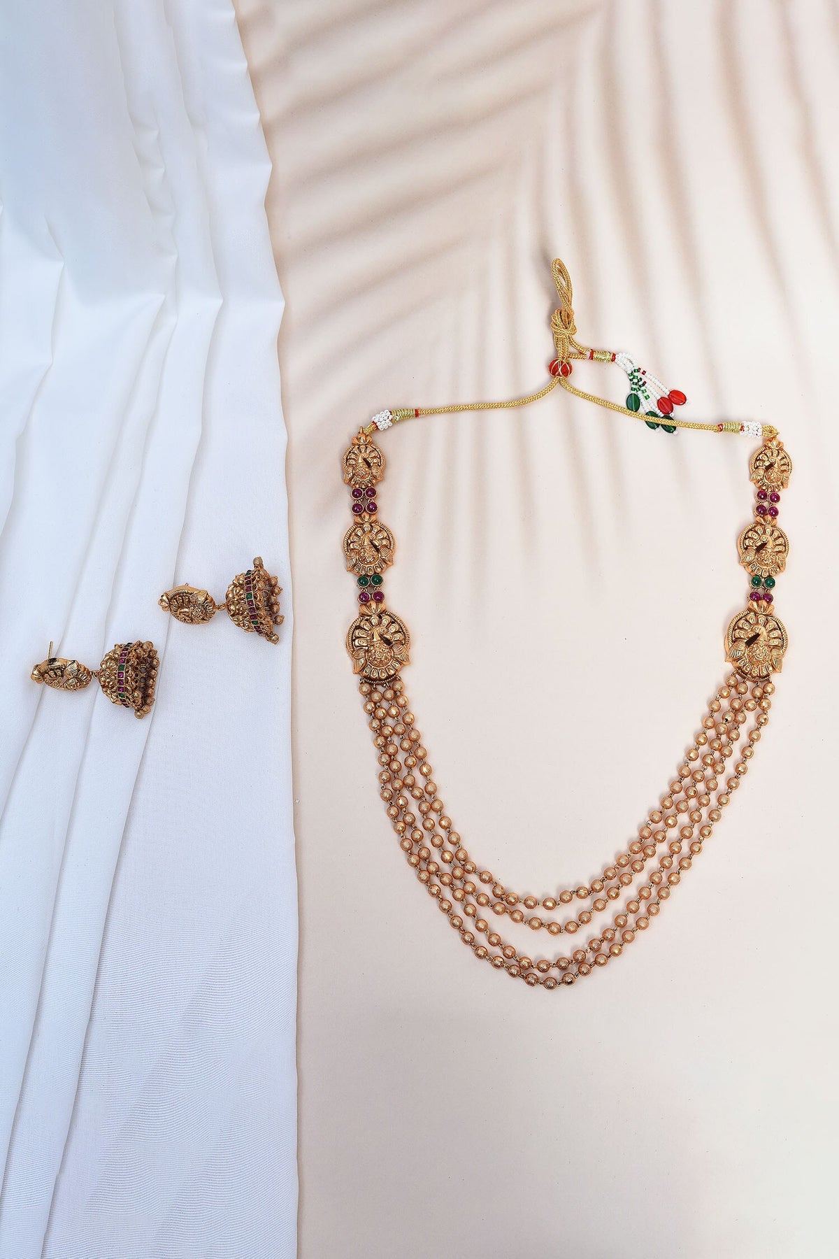 Peacock Carved Motif Necklace Set 