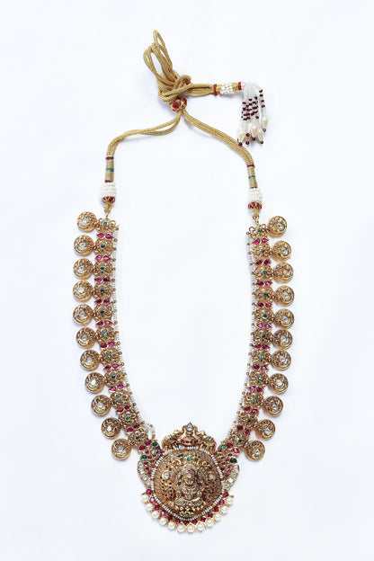 Stone Embellished Temple Pendant Set 