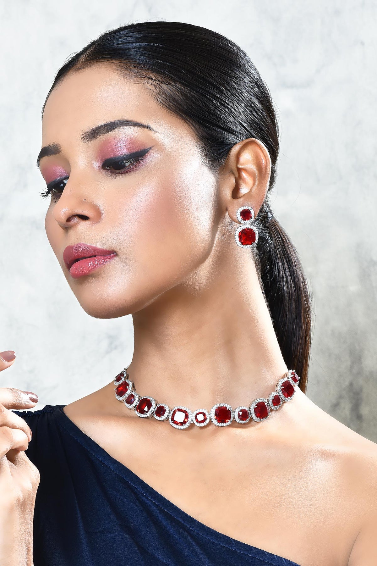 American Diamond Encrusted Necklace Set 