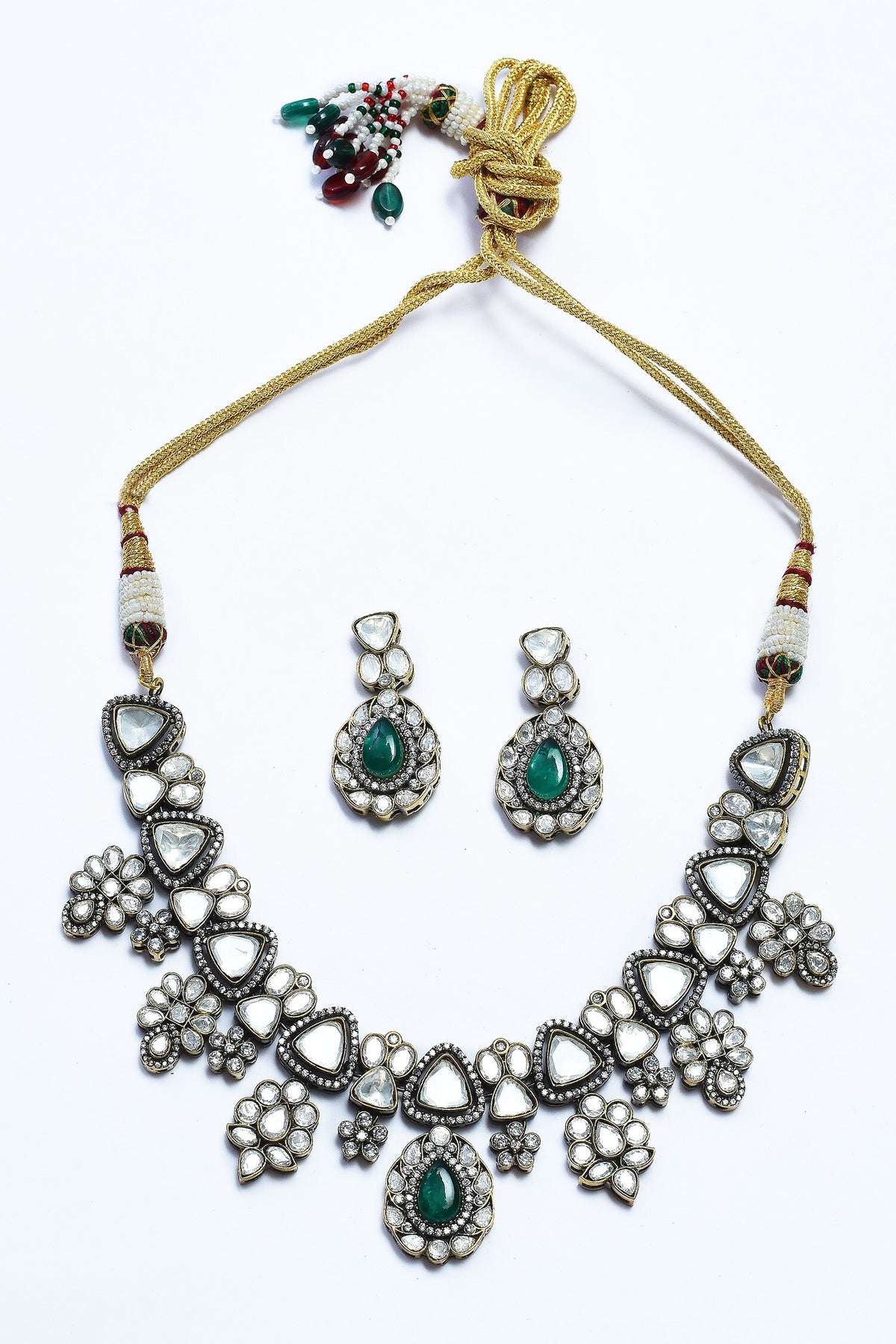 Polki Embellished Pendant Necklace Set 