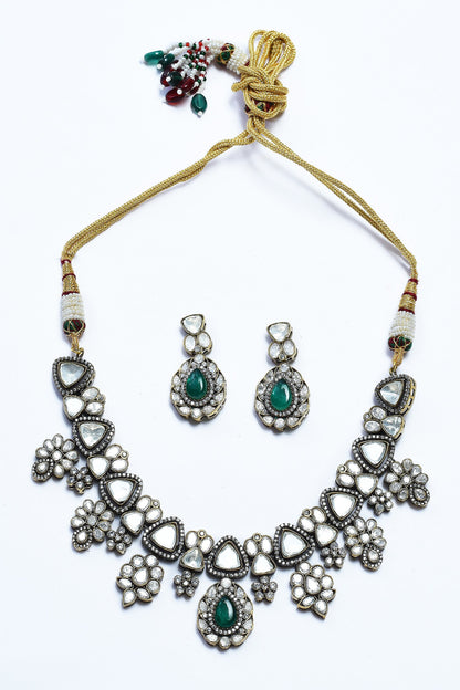 Polki Embellished Pendant Necklace Set 