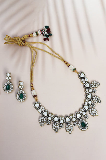 Polki Embellished Pendant Necklace Set 
