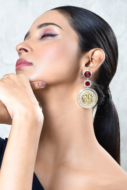Carved Lion Pattern Earrings 
