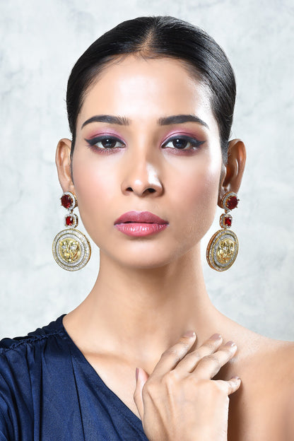 Carved Lion Pattern Earrings 