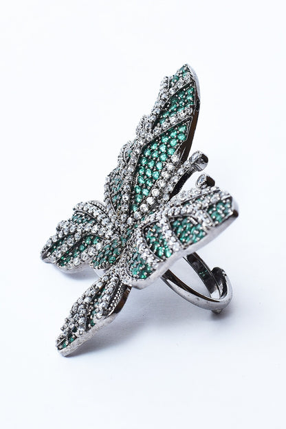 American Diamond Embellished Butterfly Ring 