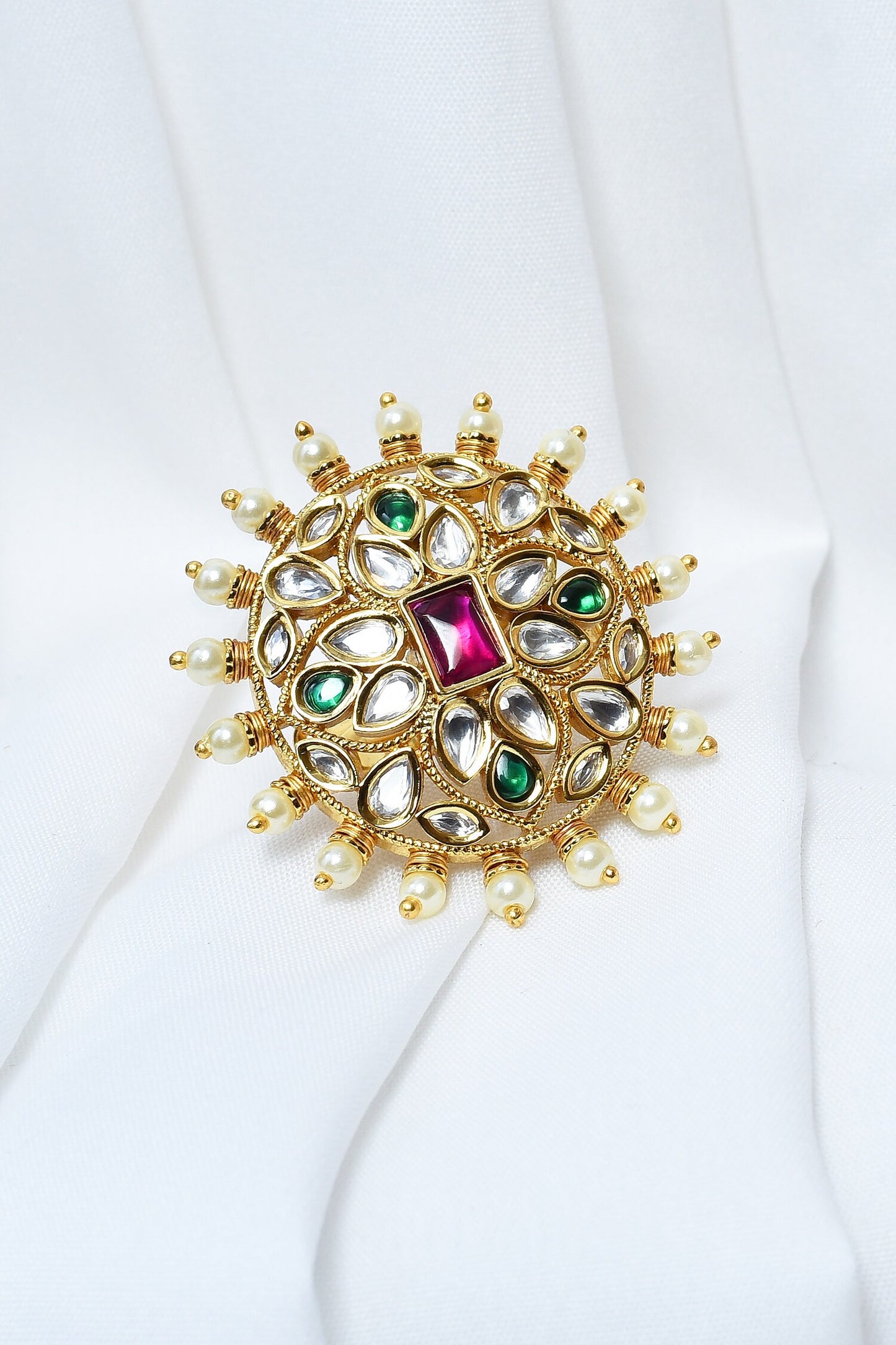 Flora Shape Kundan Ring 
