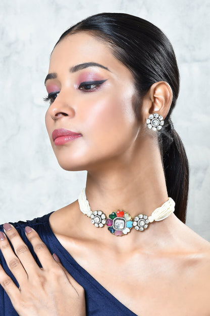 Multi Layered Kundan Pearl Choker Set 