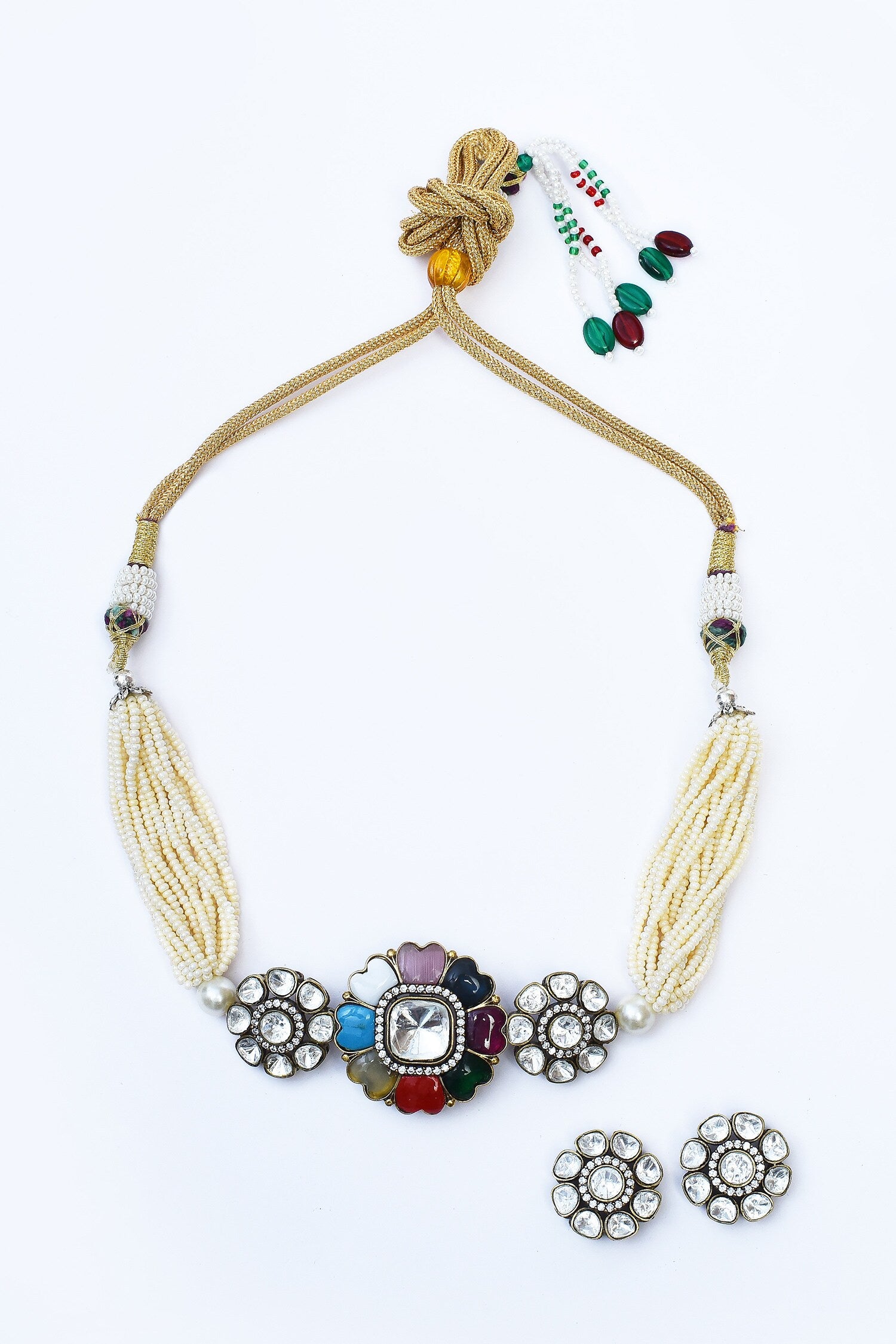 Multi Layered Kundan Pearl Choker Set 