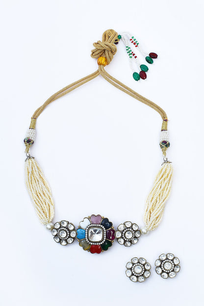 Multi Layered Kundan Pearl Choker Set 