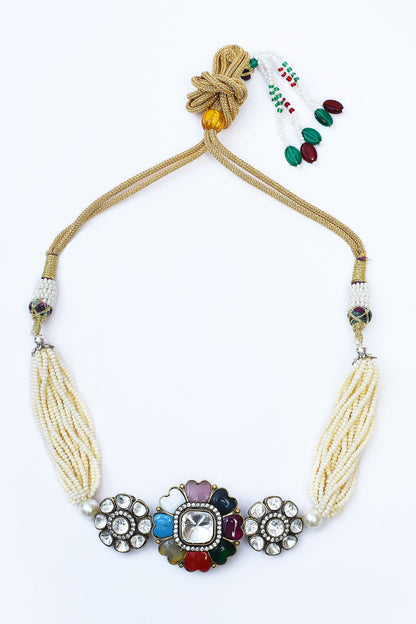 Multi Layered Kundan Pearl Choker Set 