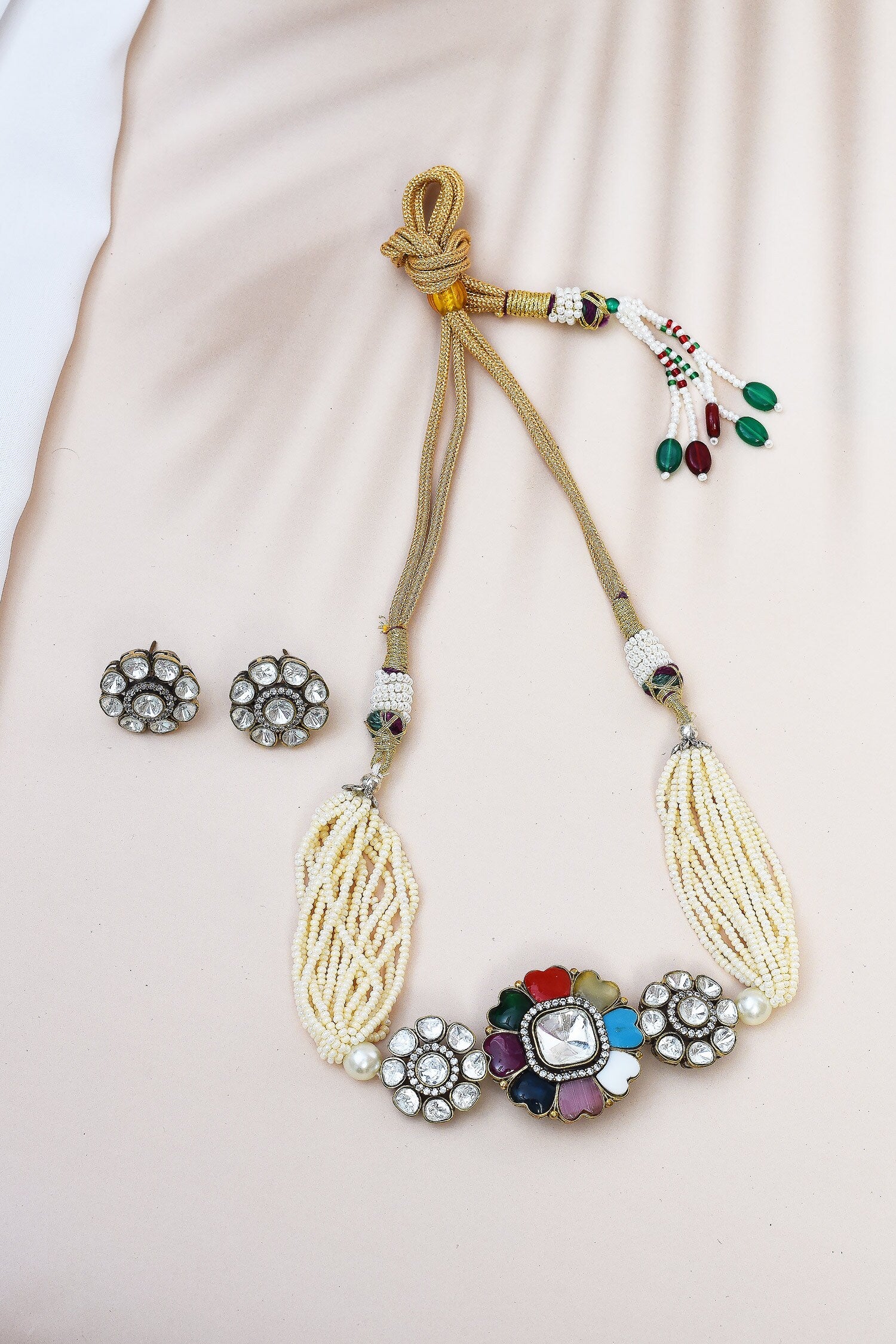 Multi Layered Kundan Pearl Choker Set 