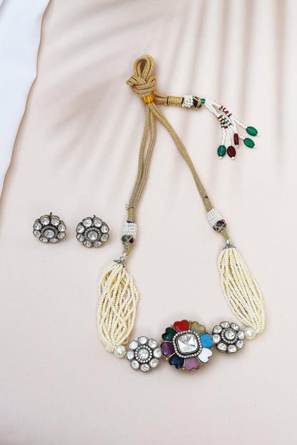 Multi Layered Kundan Pearl Choker Set 