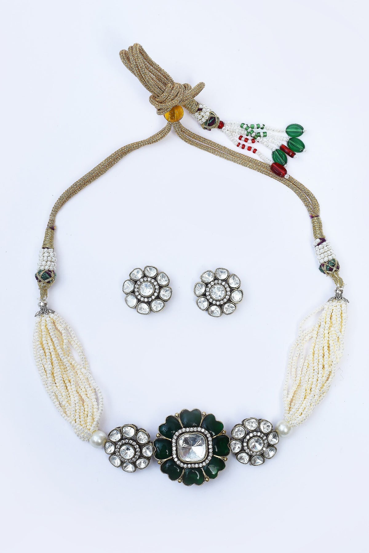 Floral Kundan Pearl Choker Set 