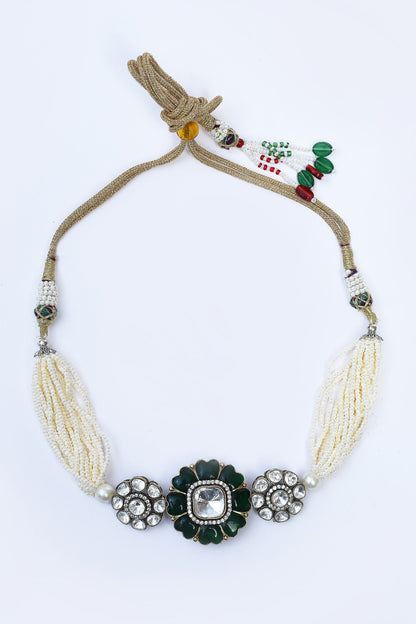 Floral Kundan Pearl Choker Set 